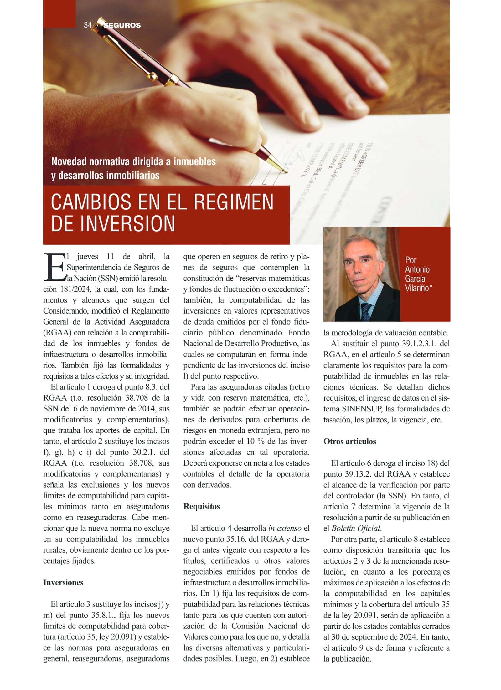 Cambios en el régimen de inversión — página 1